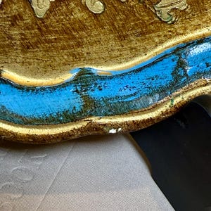 Vintage Italian Florentine Tray- Ornate Gold Gilt and Blue Wood Serving ...