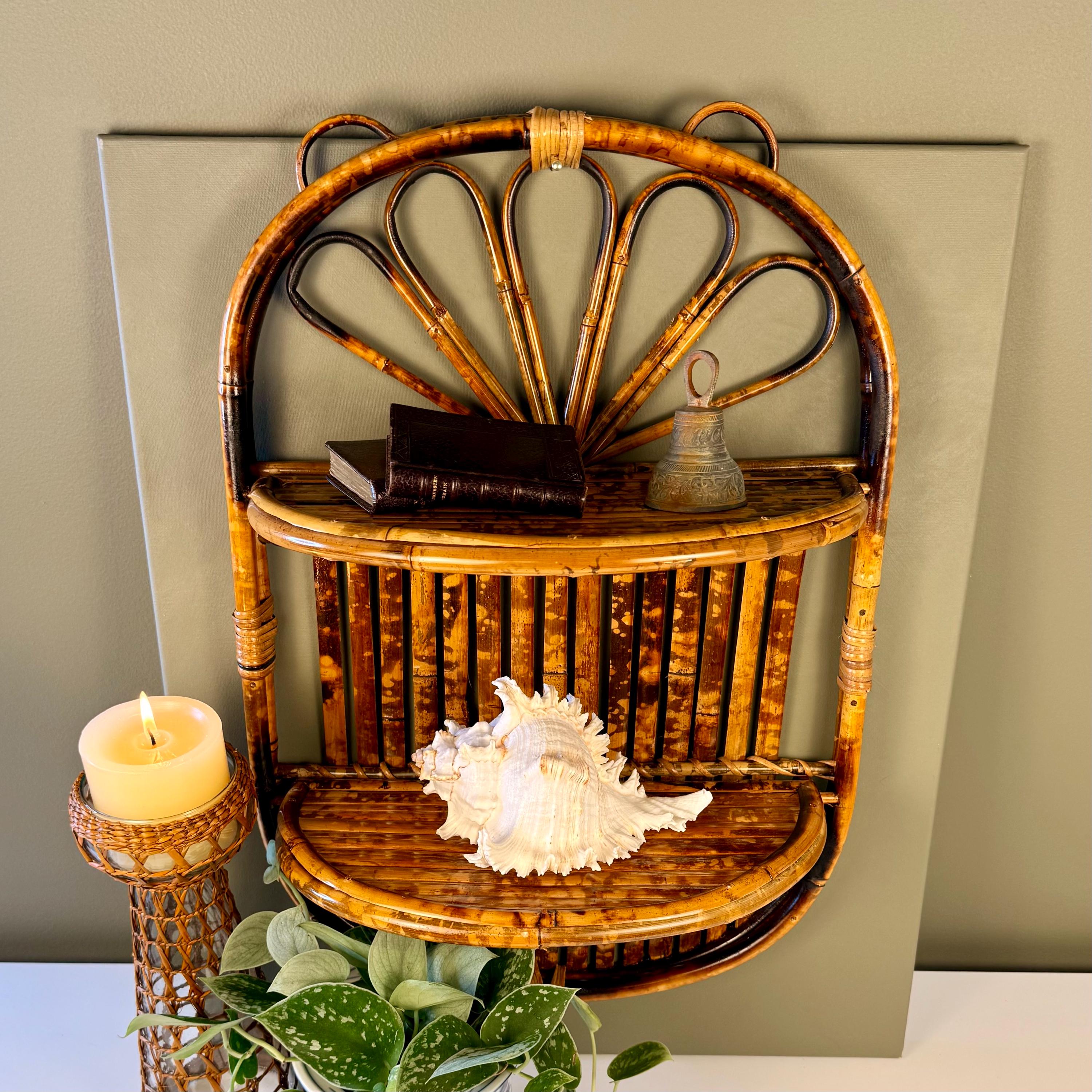 70s Rattan Shelf - Etsy