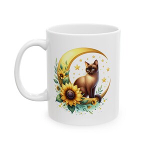 Floral Moon Ceramic Mug, Dreamy Coffee Cup, Gift for Her, Boho Decor, Ideal for Birthdays, Mother&#39;s Day, Home Office