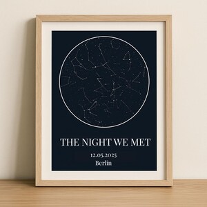 Personalisiertes Nachthimmel Poster zum Jubiläum - The Night We Met - Romantisches Geschenk zum Jahrestag oder erstem Date - Sternenkarte