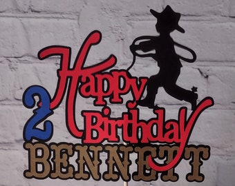 Personalized Cowboy Cake Topper 1st Rodeo Round Up Smash Cake Decoration Western Birthday Wild West Birthday Party Customize Color Age Size