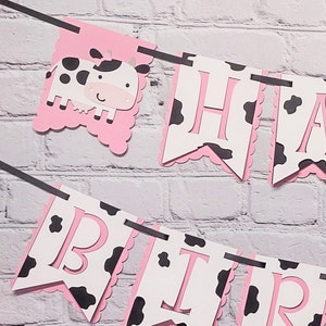 Holy Cow Birthday Banner Cowprint Panels for Farm Party Cowgirl 1st Birthday Barnyard Banner Two Size Options Name High Chair or Baby Shower
