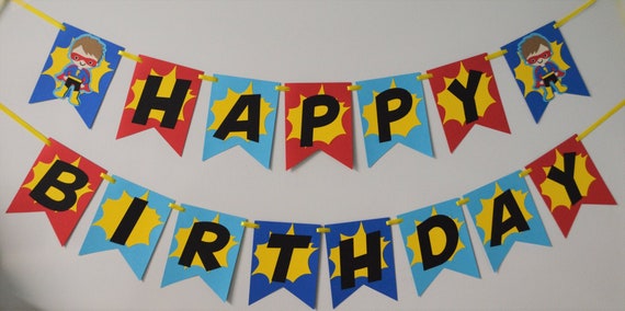 Superhero Banner Options for Birthday Name High Chair or Baby Shower Party Decorations Personalize Gender Skin Tone & Hair Customize Size Il_570xn