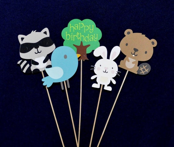 Woodland Forest Animal Centerpiece READY TO SHIP Enchanted Forest Birthday Party Decoration Camping Birthday Cake Topper Forest Table Decor Il_570xn
