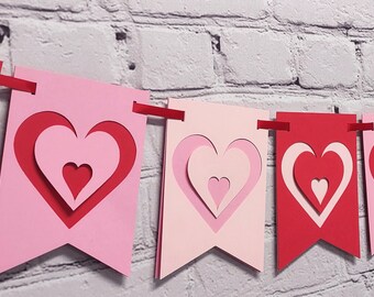 Pink and Red Heart Flag Valentine Banner Little Sweetheart Birthday Decoration Baby Shower Garland Love Bunting Classroom Bulletin Board