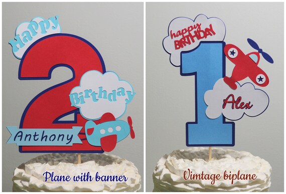 Personalized Airplane Cake Topper Time Flies First Birthday Flying High Smash Cake Decoration Aviator Biplane Party Customize Color Age Name Il_570xn