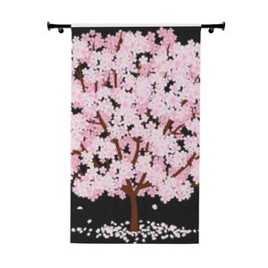 Cherry Blossom Window Curtain, Elegant Floral Drapes, Japanese Decor, Spring Home Aesthetic, Privacy Lightweight Fabric