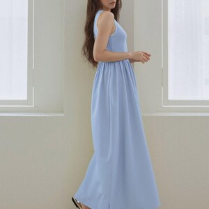 Leinen Maxi Kleid mit Taschen, Ärmelloses Kleid, Bodenlanges Kleid, Langes Sommerkleid, Elegantes Kleid, Hochzeitsgast Kleid, Romantisches Kleid