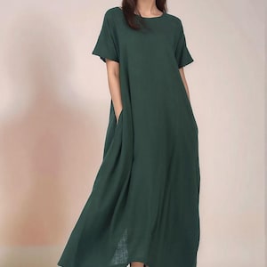 Handmade Linen Maxi Dress: Sleeveless Vintage Style Wrap Dress