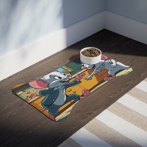 Cartoon Pet Feeding Mats for Happy Pets, Non-Slip Dog Mats, Funny Cat Feeding Mat, Pet Water Bowl Mats, Animal Lovers Gifts
