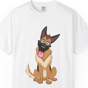 Camiseta unissex para amantes de cães com desenho engraçado de pastor alemão na cor bege