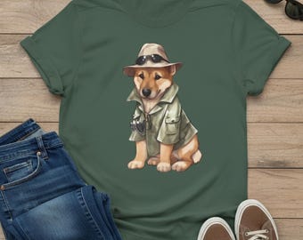 German Shepherd Detective T-Shirt: Garment-Dyed Cotton Dog Lover Tee