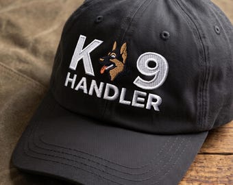 Embroidered K9 Handler Baseball Dad Hat: German Shepherd Logo