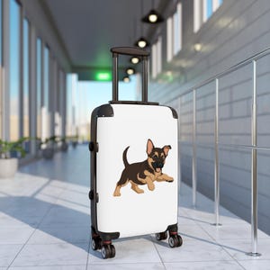 Maleta de viaje para amantes de los perros con un dibujo de un adorable cachorro de pastor alemán jugando