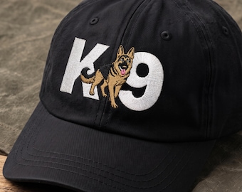 Embroidered K9 Working Dog Baseball Hat: German Shepherd Logo