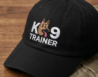Embroidered K9 Trainer Baseball Hat: German Shepherd Logo, Gift For Law Enforcement, Police Unit
