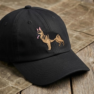 Gorra de pastor alemán bordada: postura de exhibición canina, regalo para amantes, dueños, entrenadores y cuidadores de pastores alemanes. imagen 1