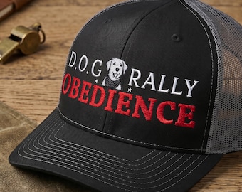 Embroidered Dog Rally Obedience Snapback Trucker Hat: Gift For Handlers, CPDTs, Judges, Owners, Trainers