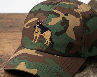 Bestickt Schäferhund Camo Grün Mütze: Geschenk für Arbeitshundetrainerin, K9 Handler, Besitzer