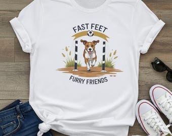 Dog Agility T-Shirt: Fast Feet Furry Friends, Dog Lover Gift