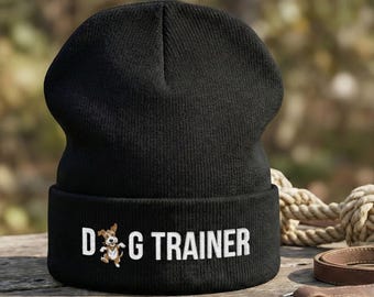 Embroidered Funny Dog Trainer Beanie: Miniature Schnauzer Motif, Gift for Canine Trainers
