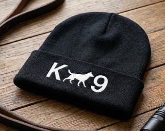 Embroidered K9 Classic Cuffed Beanie - German Shepherd Logo | Gift For Dog Trainers