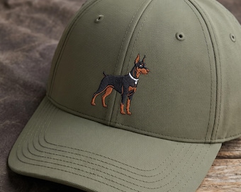 Embroidered Doberman Baseball Cap: Cotton Dog Lover Hat With Metal Clasp