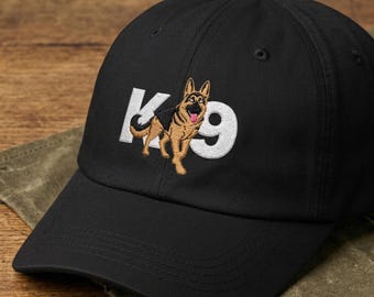 Gorra K9 bordada: Logotipo de pastor alemán, regalo para entrenadores de perros, adiestradores, unidad policial, IGP.