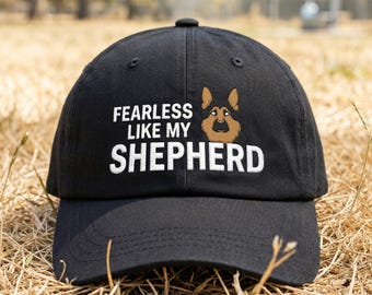 Embroidered Fearless German Shepherd Baseball Hat: Gift for GSD Owners, Trainers, Handlers, IGP