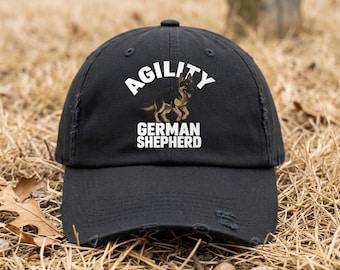 German Shepherd Agility Distressed Hat: Gift for Dog Trainers & Handlers