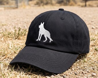 Embroidered German Shepherd Silhouette Baseball Hat: Gift For Dog Lovers, Trainers, K9 Handlers