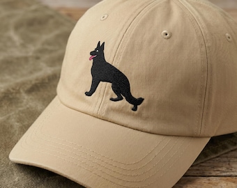 Embroidered Black German Shepherd Baseball Hat: Alsatian Dog Silhouette, Gift for Trainers, Owners, IGP