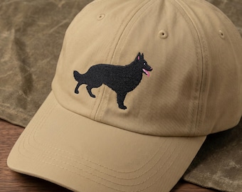 Bestickter Schwarzer Langer Mantel Schäferhund Hut: Silhouette Hunde Baseballkappe