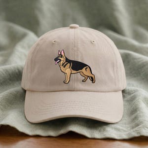 Gorra de pastor alemán bordada: postura de exhibición canina, regalo para amantes, dueños, entrenadores y cuidadores de pastores alemanes. Stone