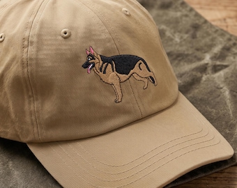 Embroidered Stacked German Shepherd Baseball Dad Hat: Alsatian Dog Logo Cotton Cap