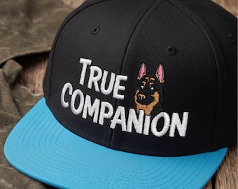 Embroidered German Shepherd Snapback Hat: True Companion Acrylic Wool Cap