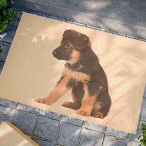 Cute German Shepherd Puppy Doormat - Welcome Mat for Dog Lovers