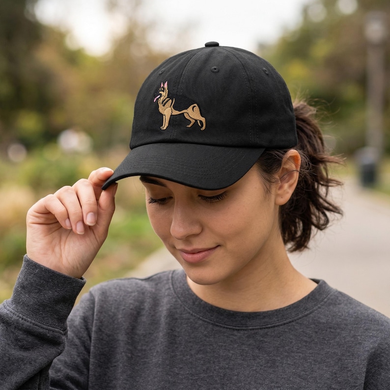 Gorra de pastor alemán bordada: postura de exhibición canina, regalo para amantes, dueños, entrenadores y cuidadores de pastores alemanes. imagen 6