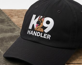 Gestickte K9 Hundeführermütze: Schäferhund Logo, Bold Typografie, taktischer Hunde Geschenk