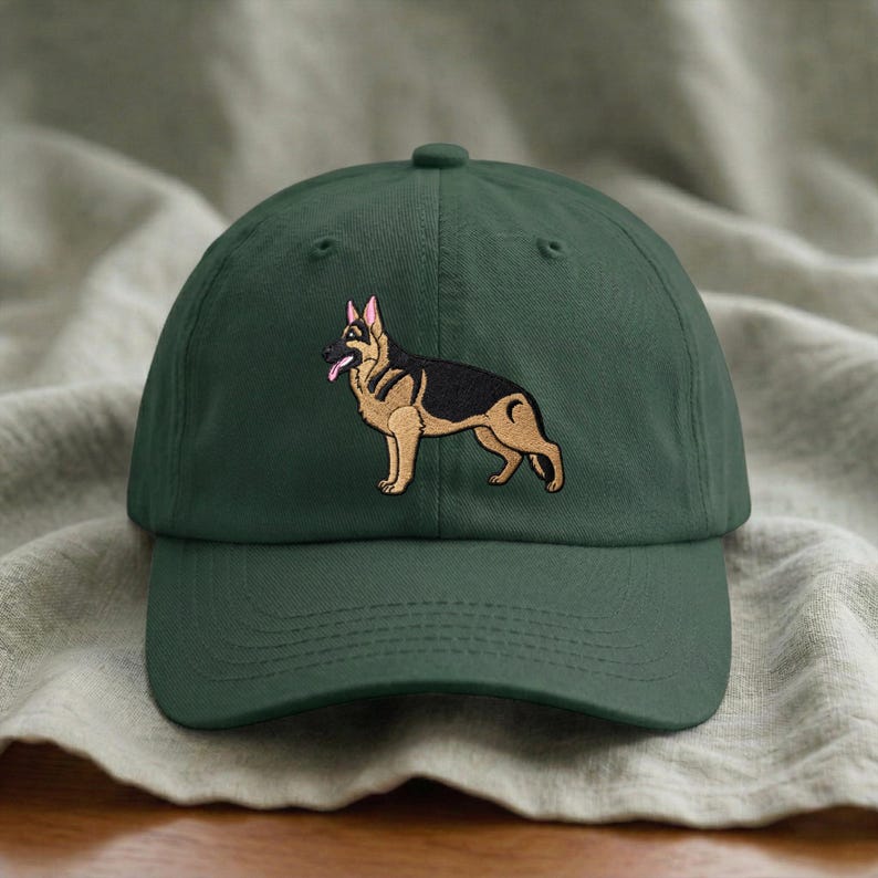 Gorra de pastor alemán bordada: postura de exhibición canina, regalo para amantes, dueños, entrenadores y cuidadores de pastores alemanes. Spruce