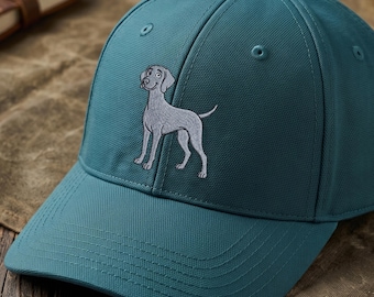 Embroidered Weimaraner Dog Hat: Light Weight Cotton Cap With Metal Clasp