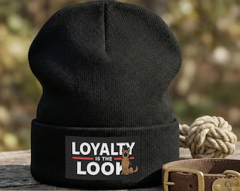 Loyalty Is The Look Embroidered German Shepherd Knit Beanie: Gift For GSD Lovers