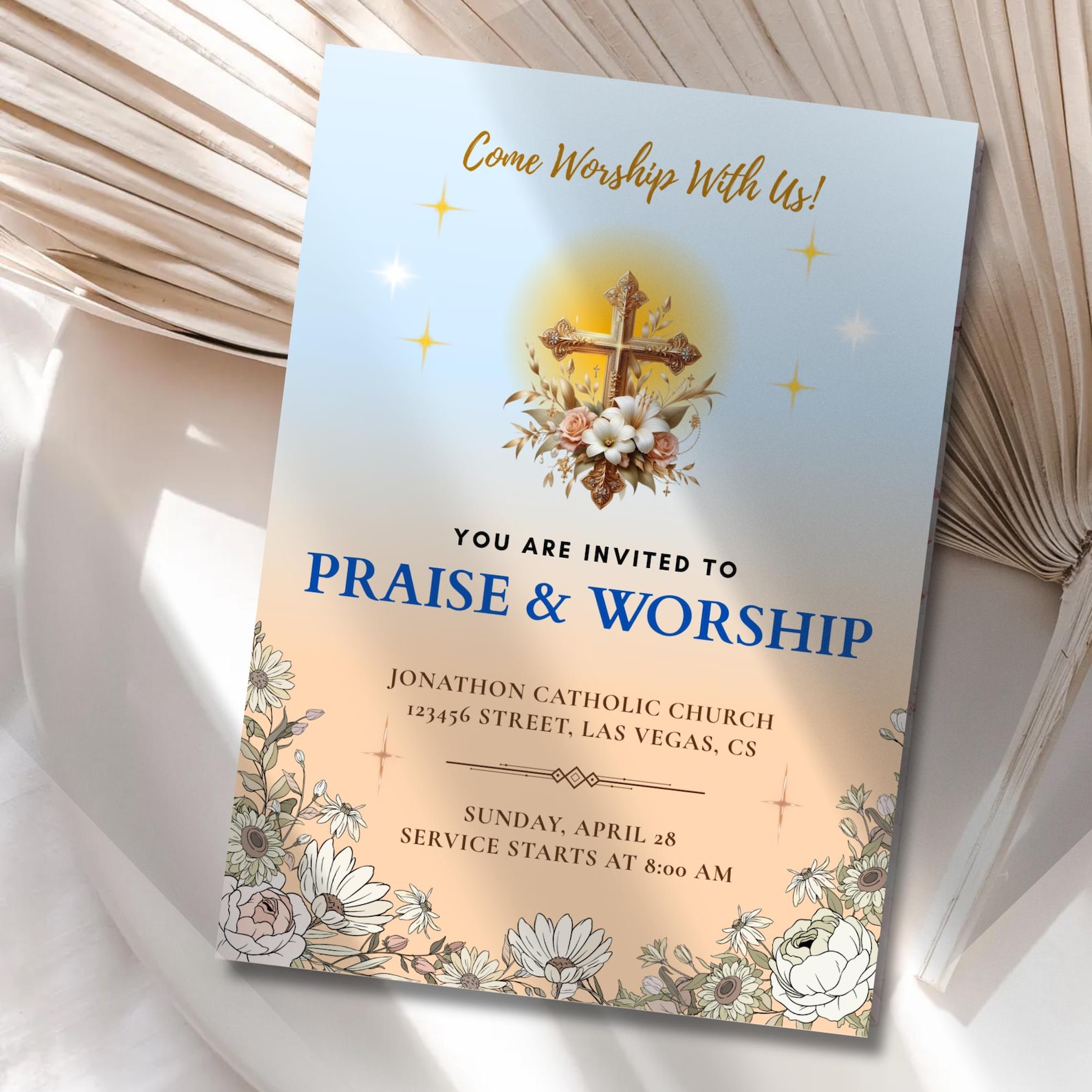 Editable Church Flyer Invitation: Prayer, Worship, Bible Study (digital ...