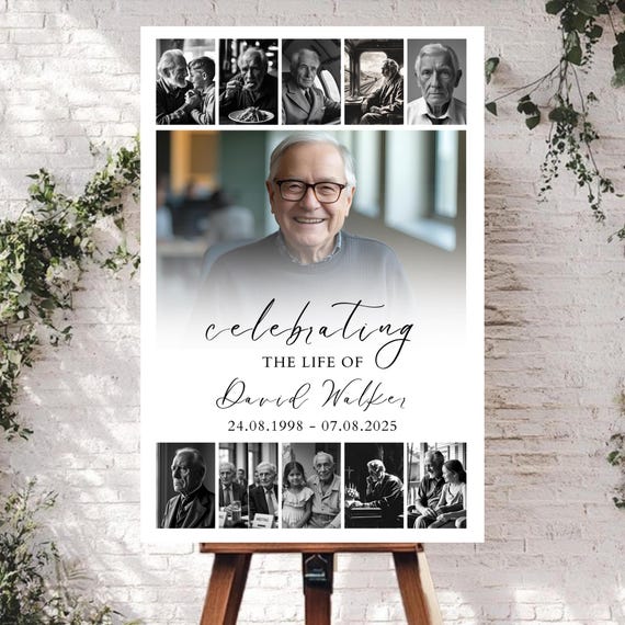 Celebration of Life Poster, Funeral Photo Collage Welcome Sign Template, In Loving Memory Board, Funeral Sign Picture, Funeral Photo Board