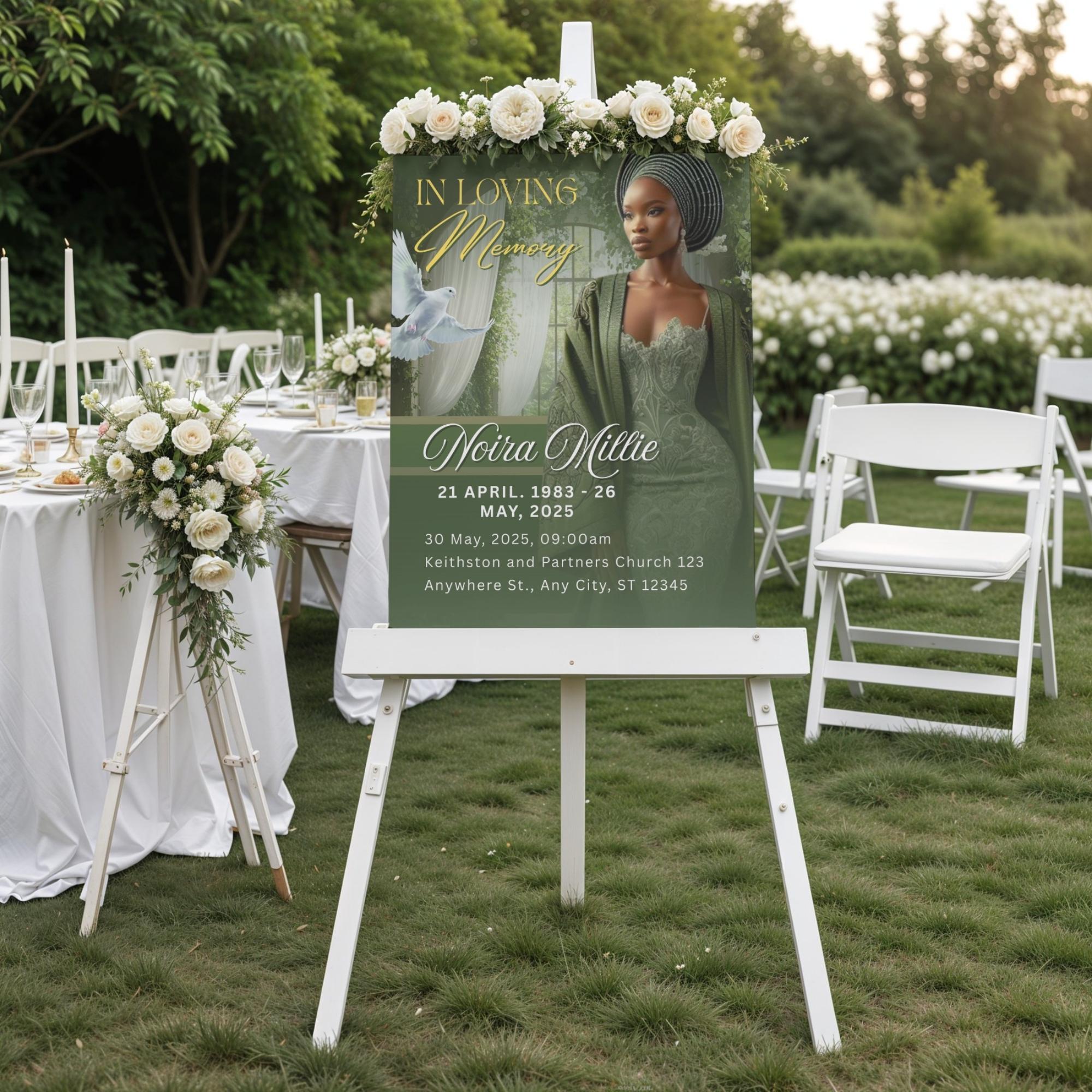 Emerald Green Roses Funeral Program Template 8 Page Memorial Booklet ...