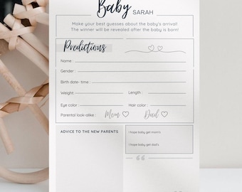 Juego personalizado para baby shower: adivina la fecha de parto y el peso, predicciones de estadísticas del bebé editables e imprimibles, actividad de descarga digital, Halloween