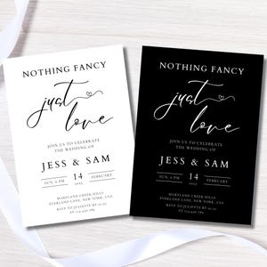 Nothing Fancy Just Love Invitation, Elopement Reception Invite, Minimalist Elopement Announcement Card, Modern Reception Invite Template