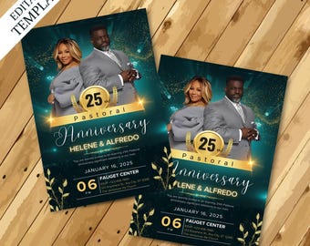 Folleto de aniversario pastoral, folleto de evento de la iglesia, plantilla de agradecimiento al pastor, servicio religioso cristiano, servicio religioso, aniversario de la iglesia