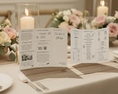 Trifold Wedding Program, Infographic Ceremony Program Template, Editable Wedding Trifold Details Card, Instant Download Wedding Day Timeline