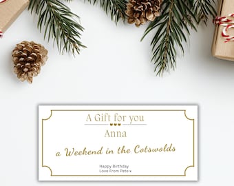 Vale de regalo personalizado, sorpresa al revelar, tarjeta de regalo personalizada para cumpleaños, aniversario o ocasión especial, idea de regalo única